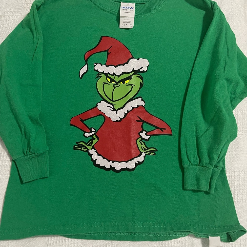 Custom Made Grinch Holiday green Christmas Long Sleeve Shirt - Glitter